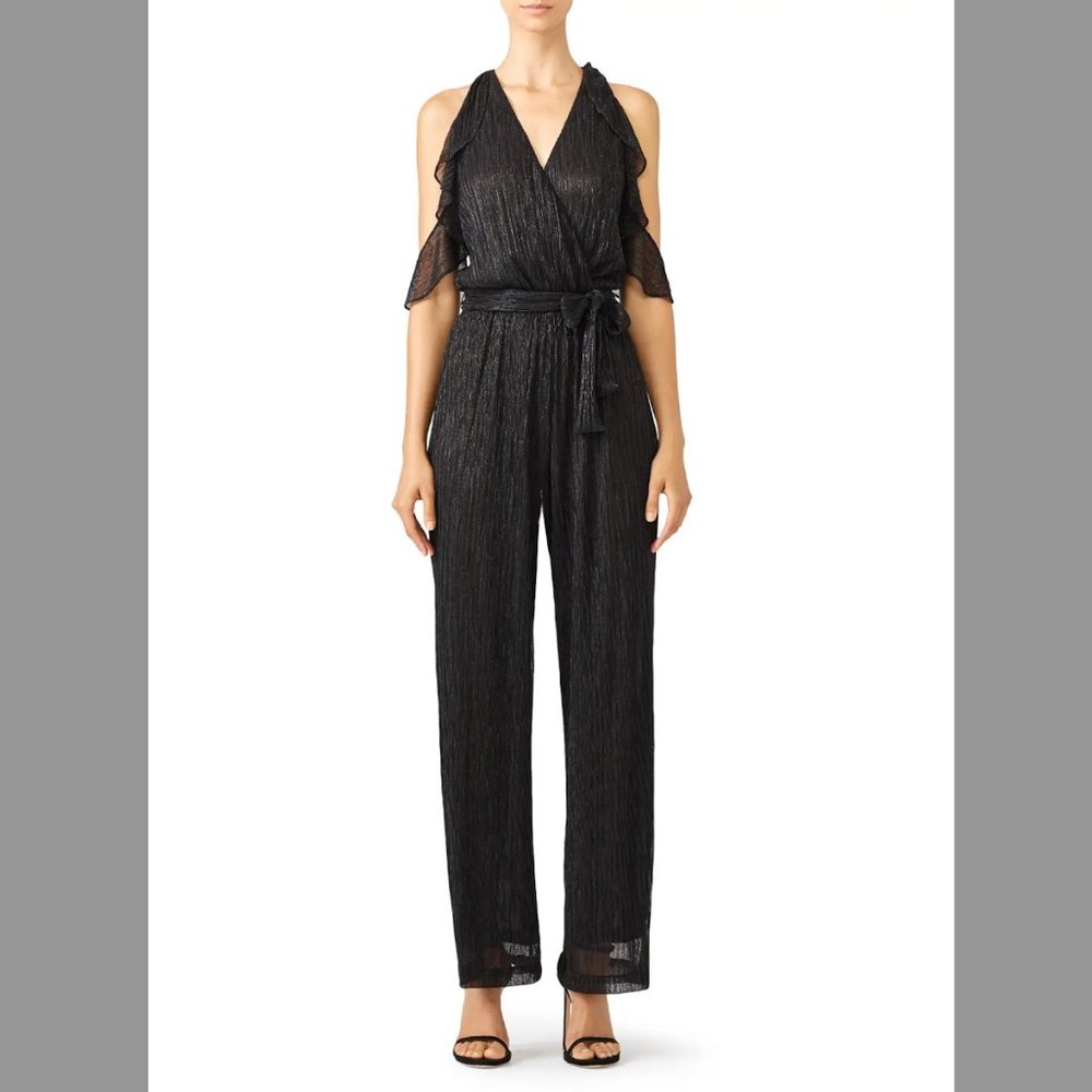 Waverly Grey Metallic Plisse Wrap Jumpsuit S *flaws